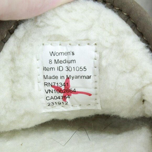 LL Bean Cement Suede Slip On Fleece Lined Mountain Moccasin Slippers Size 8 M - Picture 8 of 9